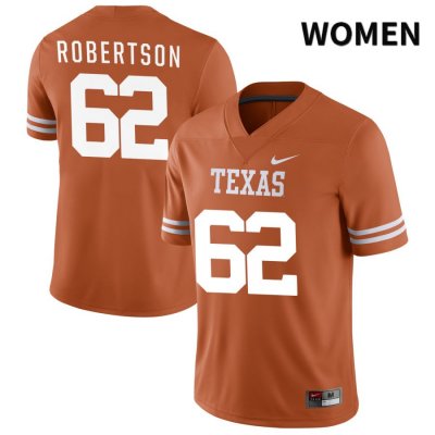 Texas Longhorns Women's #62 Connor Robertson Authentic Orange NIL 2022 College Football Jersey BIA51P8R